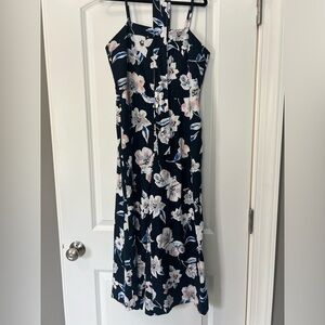 Banana Republic navy/pink floral jumpsuit, size 2